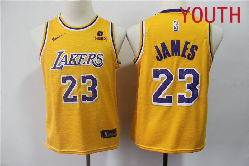 Youth Los Angeles Lakers #23 James Yellow Nike 2023 NBA Jersey